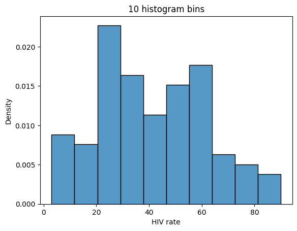 10 bins